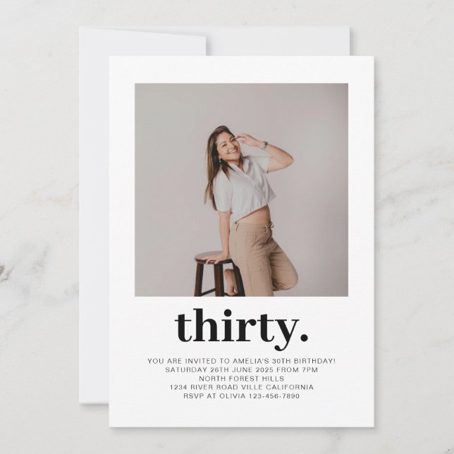 Convites Aniversário de 30 anos de Fotografia Mínima Simple (Frente)