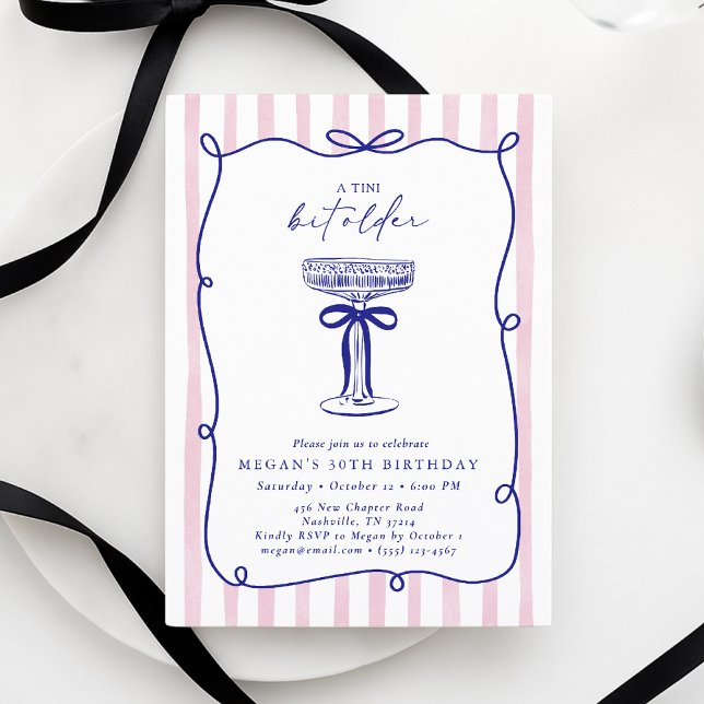 Convites Aniversário de 30 anos de Frame Wavy Whimsical Tin (Criador carregado)