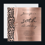 Convites Aniversário de 30 anos de Glam-Leopardo Dourado pr<br><div class="desc">Crie seus próprios convites de aniversário personalizáveis para aniversário de 30 anos glamouroso. À esquerda está um gráfico de folha de papel ombril, preto e branco, de rosa ouro, preto e esbranquiçado. À direita, deixando espaço para o seu convite personalizado, está um gráfico de arte digital, estilo folha a rosa,...</div>