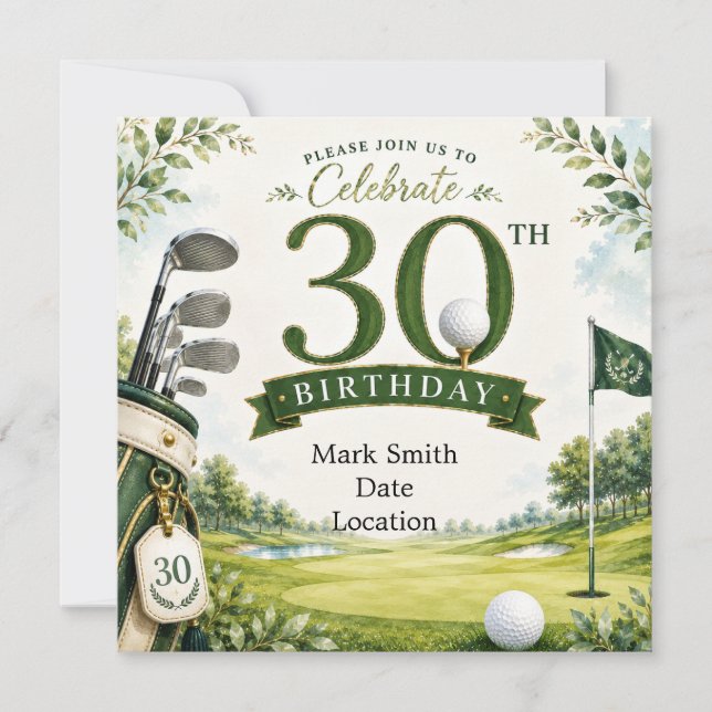 Convites Aniversário de 30 anos de golfe (Frente)