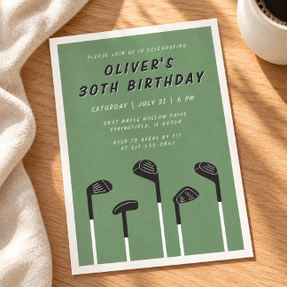 Convites Aniversário de 30 anos de Golfe Minimalista Modern