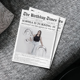 Convites Aniversário de 30 anos de jornal preto e branco