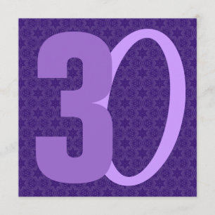 Convites aniversário de 30 anos de números enormes Roxo W