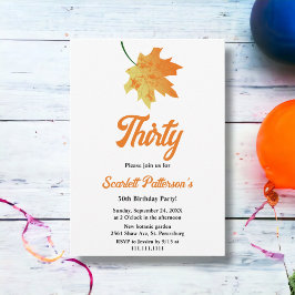 Convites Aniversário de 30 anos de outono Elegante Laranja 