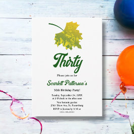 Convites Aniversário de 30 anos de outono verde de aquarela