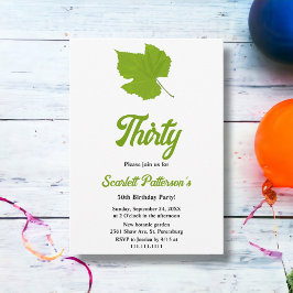 Convites Aniversário de 30 anos de outono Verde Elegante Sa