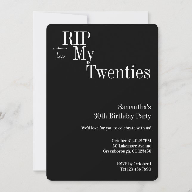 Convites ANIVERSÁRIO DE 30 ANOS de Partido RIP 2000 - Branc (Frente)