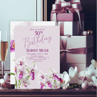 Convites Aniversário de 30 anos de pintura de orquídeas bra