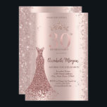 Convites Aniversário de 30 anos de Poeira Dourada de Rosa d<br><div class="desc">Coroa brilhante elegante,  vestidos de diamantes e poeira de ouro rosa em fundo de ouro rosa.</div>