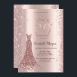 Convites Aniversário de 30 anos de Poeira Dourada de Rosa d<br><div class="desc">Coroa brilhante elegante,  vestidos de diamantes e poeira de ouro rosa em fundo de ouro rosa.</div>