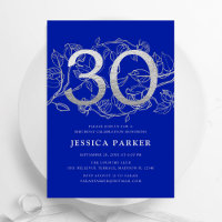 Aniversário de 30 anos de prata azul Elegante