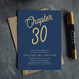 Convites Aniversário de 30 anos de Script Dourado aniversár