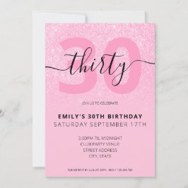 Convites Aniversário de 30 anos de Script Elegante de Brilh