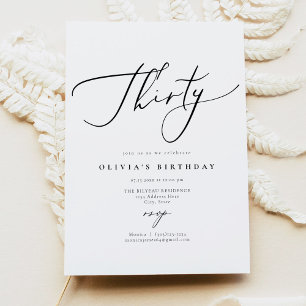 Convites ANIVERSÁRIO DE 30 ANOS de Script Elegante de Calig