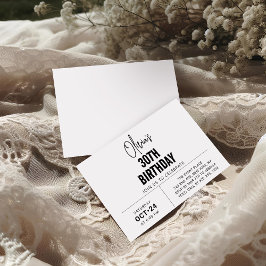 Convites Aniversário de 30 anos de Script Preto Chic Elegan