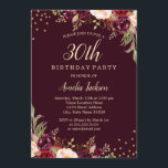 Convites aniversário de 30 anos de Sparkle floral Dourado B<br><div class="desc">Mais bonito Convites Florais de Aniversário na Loja Little Bayleigh!</div>