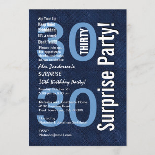 Convites aniversário de 30 anos de SURPRESA Azul Real Mode
