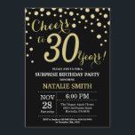 Convites Aniversário de 30 anos de surpresa Black e Dourado<br><div class="desc">Surpreenda o aniversário de 30 anos Invitation com fundo de diamante preto e brilhante Dourado. Dourada Confetti. Aniversário Adulto. Homens ou Mulheres Aniversário. Para mais personalização,  clique no botão "Personalizar" e use nossa ferramenta de design para modificar este modelo.</div>