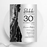 Convites Aniversário de 30 anos de Surpresa de Aglomerado P<br><div class="desc">Preto e prateado agata convite de festas surpresa. Elegante design moderno com fundo geode de pedra de pedra marmortal, letra falsa prata brilhante e script de tipografia. Trendy convida o cartão perfeito para uma comemoração de dia das mulheres na moda. Impressos convites Zazzle ou modelo de impressão digital instantânea para...</div>