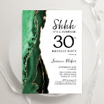 Convites Aniversário de 30 anos de Surpresa de Agressão Bra<br><div class="desc">Convite de festas aniversário de 30 anos verde, branco e dourado agata. Elegante design moderno com a emerald green watercolor agate marble geode background, faux glitter gold e typografia script font. Trendy convida o cartão perfeito para uma comemoração de dia das mulheres na moda. Impressos convites Zazzle ou modelo de...</div>