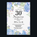 Convites aniversário de 30 anos de Surpresa de Azul Botânic<br><div class="desc">Convite Para aniversário de 30 anos De Surpresa De Azul Botânico. Convite de Aniversário para Mulheres de Rosa Floral Flor Floral de Água. Rosa Rosa Rosa Elegante e Flores de Pequim. Aniversário Adulto. Fundo Branco.Preto & Branco. 13 15 16º 18º 20 21 rua 30 40º 50º 80 de 60º 70...</div>
