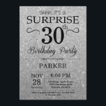Convites Aniversário de 30 anos de Surpresa de Negra e Silv<br><div class="desc">Convite para aniversário de 30 anos de Surpresa de Negra e Silver Glitter. Fundo da Glitter de Prata. Aniversário Adulto. Homens ou Mulheres no Dia Convidam. Qualquer idade. Para mais personalização,  clique no botão "Personalizar" e use nossa ferramenta de design para modificar este modelo.</div>