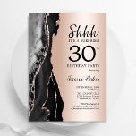 Convites aniversário de 30 anos de Surpresa do Agate Negro<br><div class="desc">Ouro preto e rosa agata convite de festas aniversário de 30 anos surpresa. Elegante design moderno com fundo de geode de mármore agate, fonte de rosa dourado faux glitter e script de tipografia. Trendy convida o cartão perfeito para uma comemoração de dia das mulheres na moda. Impressos convites Zazzle ou...</div>