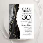 Convites Aniversário de 30 anos de Surpresa Dourada Branca<br><div class="desc">Convite de festas de aniversário de 30 anos surpresa preto, branco e ouro agata. Elegante design moderno com aquarela agate marble geode background, faux glitter gold e typografia script font. Trendy convida o cartão perfeito para uma comemoração de dia das mulheres na moda. Impressos convites Zazzle ou modelo de impressão...</div>