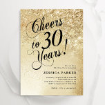 Convites Aniversário de 30 anos de Surpresa Dourada Elegant<br><div class="desc">Convite de festas de aniversário de 30 anos surpresa elegante. Design elegante em ouro brilhante e preto. Possui fonte e confete de script de tipografia. Perfeito para uma comemoração de um dia de mulher na moda. Personalize com seus próprios detalhes. Envie-me uma mensagem se precisar de idade personalizada. Impressos convites...</div>