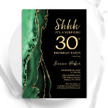 Convites Aniversário de 30 anos de Surpresa Dourada Preta V<br><div class="desc">Emerald verde, preto e dourado agata o convite de festas aniversário de 30 anos surpresa. Elegante design moderno com cor aquática verde agate marble geode background, faux glitter gold e typografia script font. Trendy convida o cartão perfeito para uma comemoração de dia das mulheres na moda. Impressos convites Zazzle ou...</div>