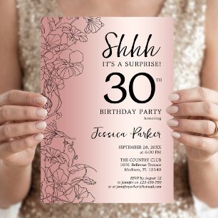 Convites aniversário de 30 anos de Surpresa Dourada rosa