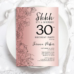 Convites aniversário de 30 anos de Surpresa Dourada rosa<br><div class="desc">Convite de festas rosa Dourado Surprise aniversário de 30 anos. Design Glam feminina com sotaques botânicos e letra de script de tipografia. Simples cartão de convite floral perfeito para uma festa surpresa na moda. Pode ser personalizado para qualquer idade. Impressos convites Zazzle ou download instantâneo de modelo digital.</div>