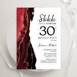 Convites Aniversário de 30 anos de Surpresa Dourada Vermelh<br><div class="desc">Convite de festas aniversário de 30 anos vermelho, branco e dourado agata. Elegante design moderno com aquarela agate marble geode background, faux glitter gold e typografia script font. Trendy convida o cartão perfeito para uma comemoração de dia das mulheres na moda. Impressos convites Zazzle ou modelo de impressão digital instantânea...</div>