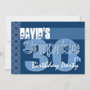 Convites aniversário de 30 anos De Surpresa Para Ele Blue S