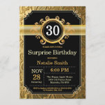 Convites aniversário de 30 anos de surpresa preto e Dourado<br><div class="desc">Convite para aniversário de 30 anos surpresa com plano de fundo brilhante Dourado e preto. Aniversário Adulto. Homens ou Mulheres Aniversário. Meninos Meninos ou Meninas Meninas Meninas Adolescentes Convidam. 13 15 16º 18º 20 21rua 30 40º 50º 60º 80 de 70 100º. Qualquer Idade. Para mais personalização, clique no botão...</div>