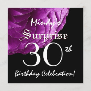 Convites aniversário de 30 anos DE SURPRESA Rosa Roxo W064