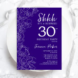 Convites Aniversário de 30 anos de Surpresa Roxo<br><div class="desc">Convite para aniversário de 30 anos surpresas roxas. A design feminina moderna minimalista apresenta sotaques botânicos e letra de script de tipografia. Simples cartão de convite floral perfeito para uma festa surpresa na moda. Impressos convites Zazzle ou modelo de impressão digital instantânea para download.</div>