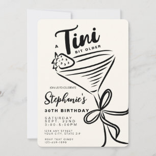 Convites Aniversário de 30 anos de Tini preto-e-branco mais