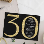 Convites Aniversário de 30 anos de Tipografia Dourada Elega<br><div class="desc">Celebre em estilo com estes convites de aniversário de 30 anos de glitter dourado,  elegantes e modernos. O design é fácil de personalizar e seus convidados ficarão entusiasmados quando receberem esses convites para na moda.</div>