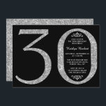 Convites Aniversário de 30 anos de Tipografia Elegante Silv<br><div class="desc">Celebre em estilo com estes convites elegantes e elegantes de aniversário de 30 anos com brilho prateado. O design é fácil de personalizar e seus convidados ficarão entusiasmados quando receberem esses convites para na moda.</div>