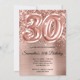 Convites Aniversário de 30 anos de vidro Dourado brilhante