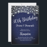 Convites aniversário de 30 anos Denim Diamantes Gem Diamant<br><div class="desc">aniversário de 30 anos com os padrões Faux Gems e Denim</div>