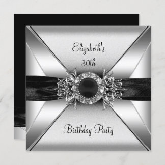Convites aniversário de 30 anos Diamond Jewel Black White S