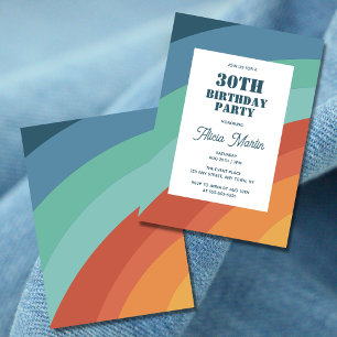 Convites Aniversário de 30 anos do Arco-Íris Colorido do Gr