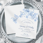 Convites aniversário de 30 anos do Janto Dusty Blue Rosa Fl<br><div class="desc">Convite de festas azul Elegante aniversário de 30 anos floral rosa jantado.</div>