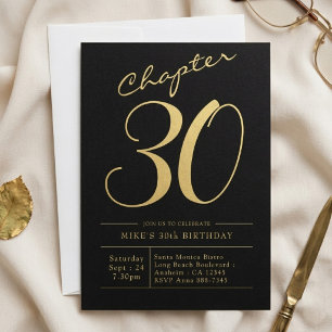 Convites Aniversário de 30 anos do marido, festa preta e do