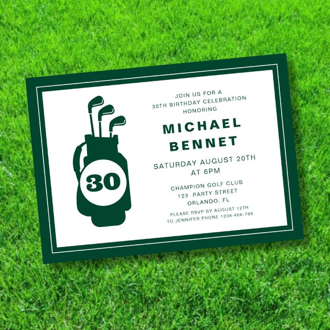 Convites Aniversário de 30 anos do Modern Golf (Modern Golf 30th Birthday Invitation)