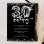 Convites Aniversário de 30 anos do Silver Disco Ball Glitte<br><div class="desc">Este é um Convite de festas de aniversário de 30 anos de Glitter de Disco Silver!</div>