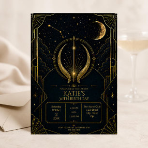 Convites Aniversário de 30 anos do Touro em Dark Art Deco