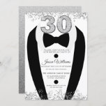 Convites Aniversário de 30 anos do Tuxedo Suco Silver Mens<br><div class="desc">Aniversário de 30 anos de Variações do Convite de festas de Suit Silver Tuxedo Preto para o convite e itens correspondentes em nossa loja</div>